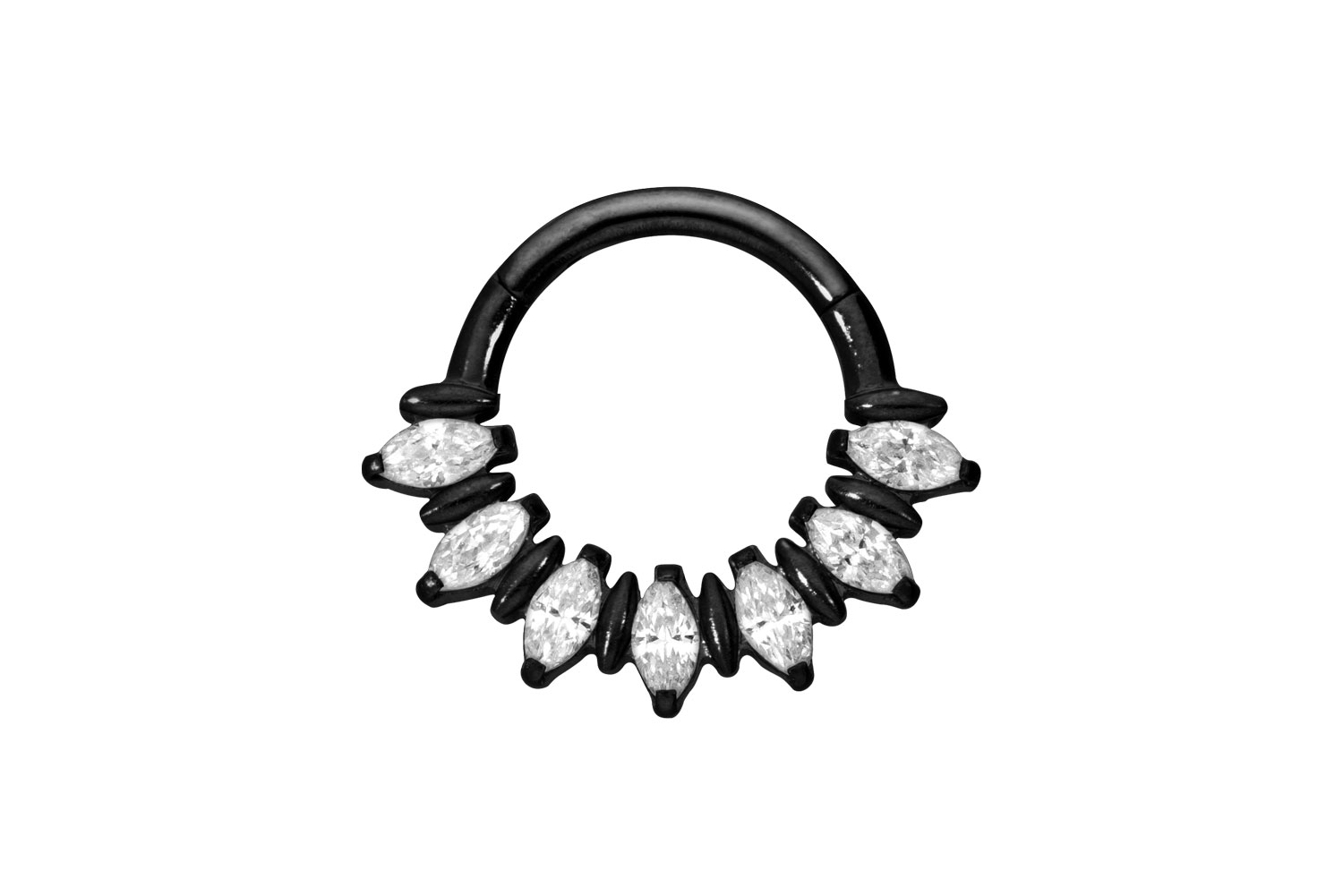 Titan Segmentring Clicker Piercing 7 EINGEFASSTE KRISTALLTROPFEN
